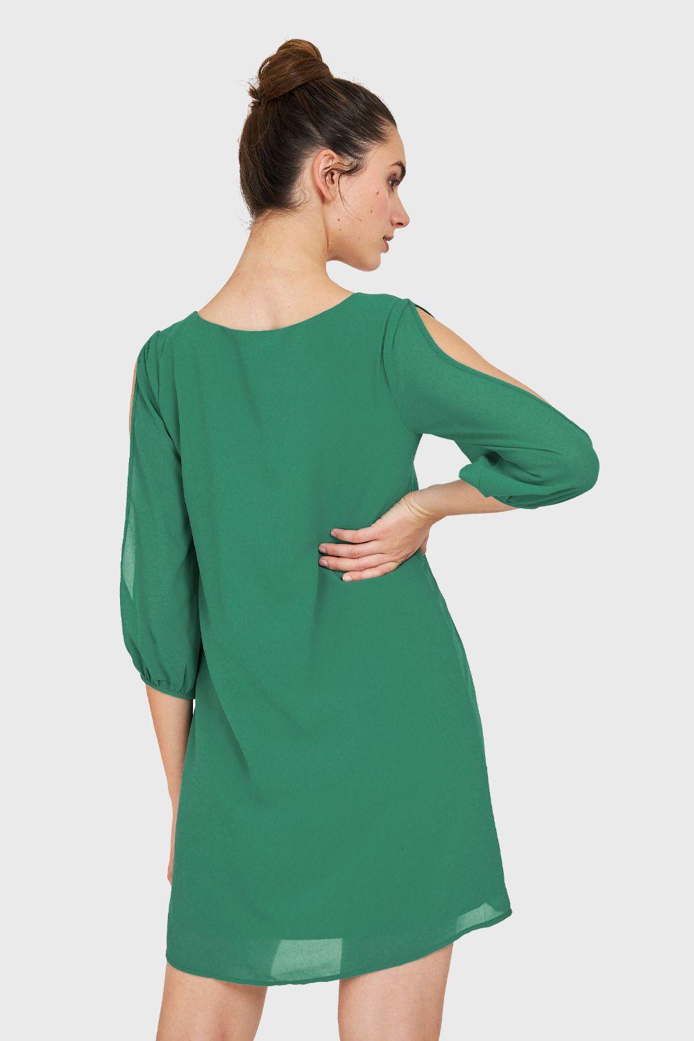 Vestido Aberturas Mangas Verde Nicopoly-3