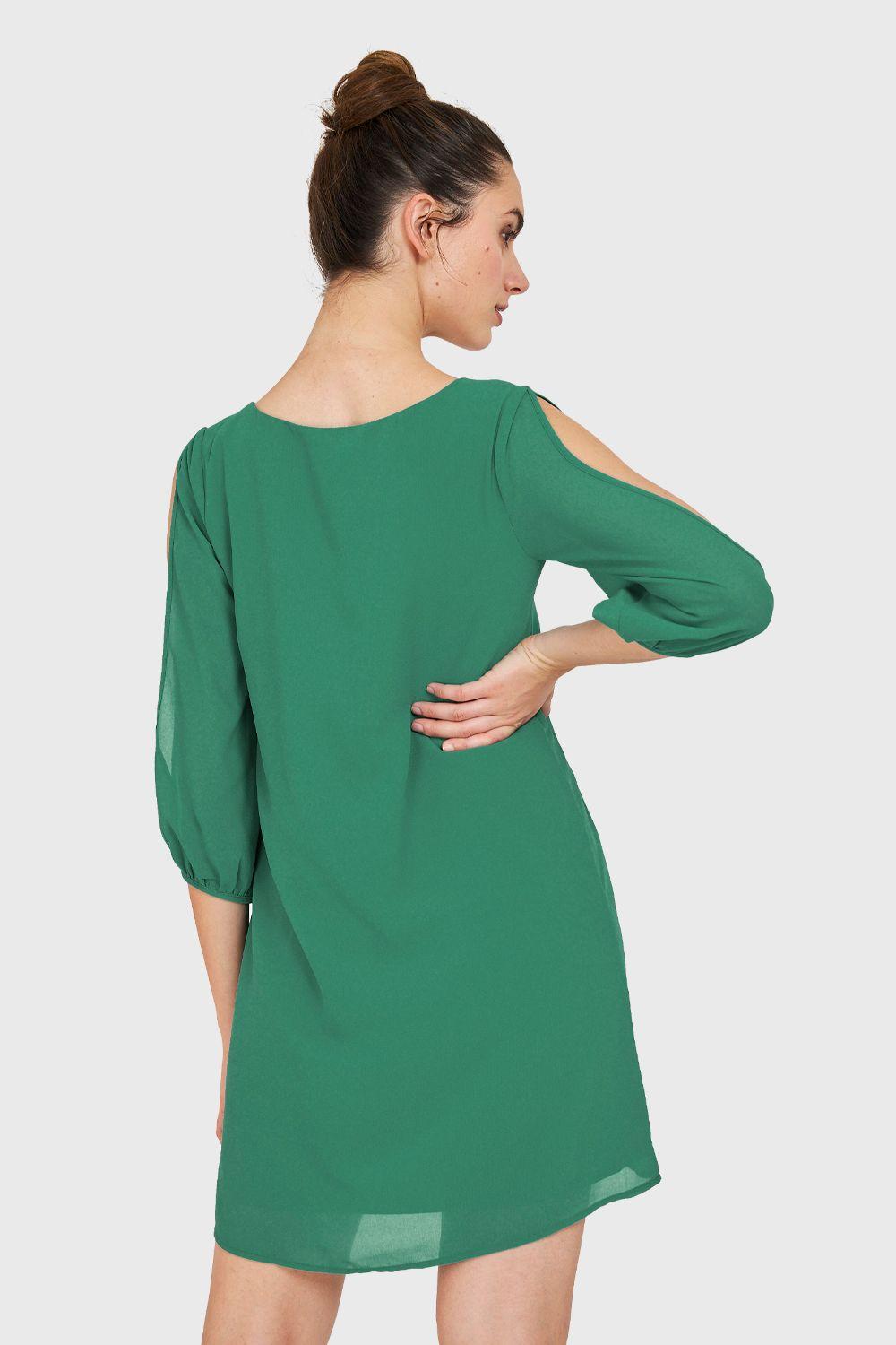 Vestido Aberturas Mangas Verde Nicopoly-3