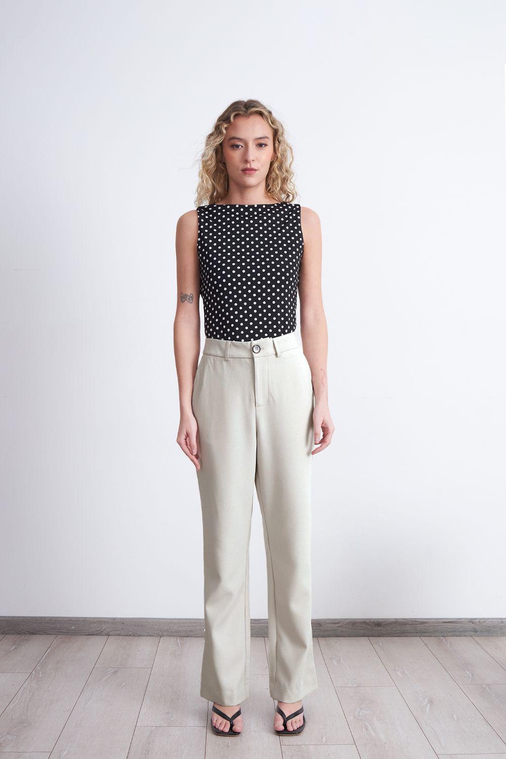 Pantalón Sastrero Recto Blanco Nicopoly-1