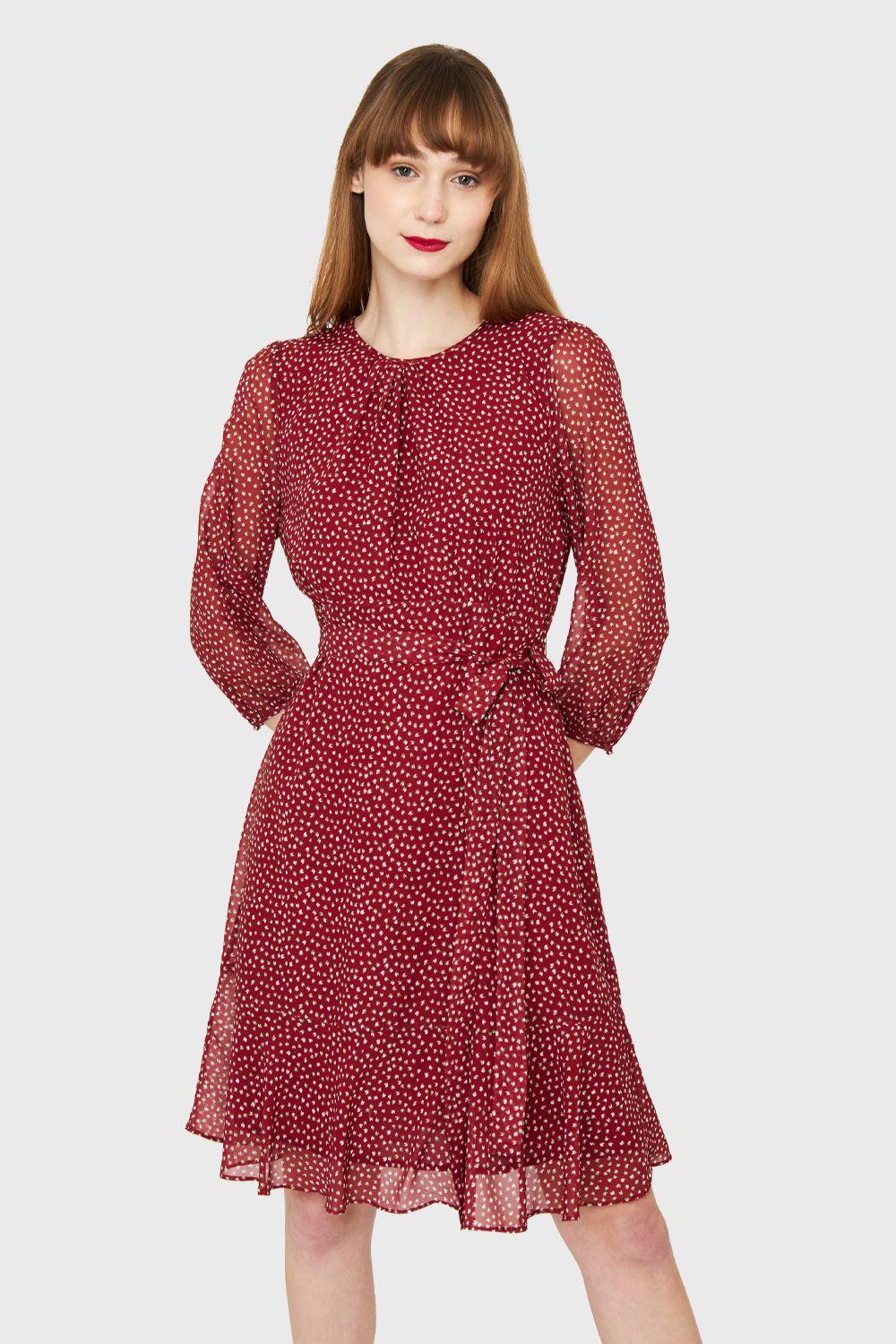 Vestido Pétalos Lazo Burdeos Nicopoly-4