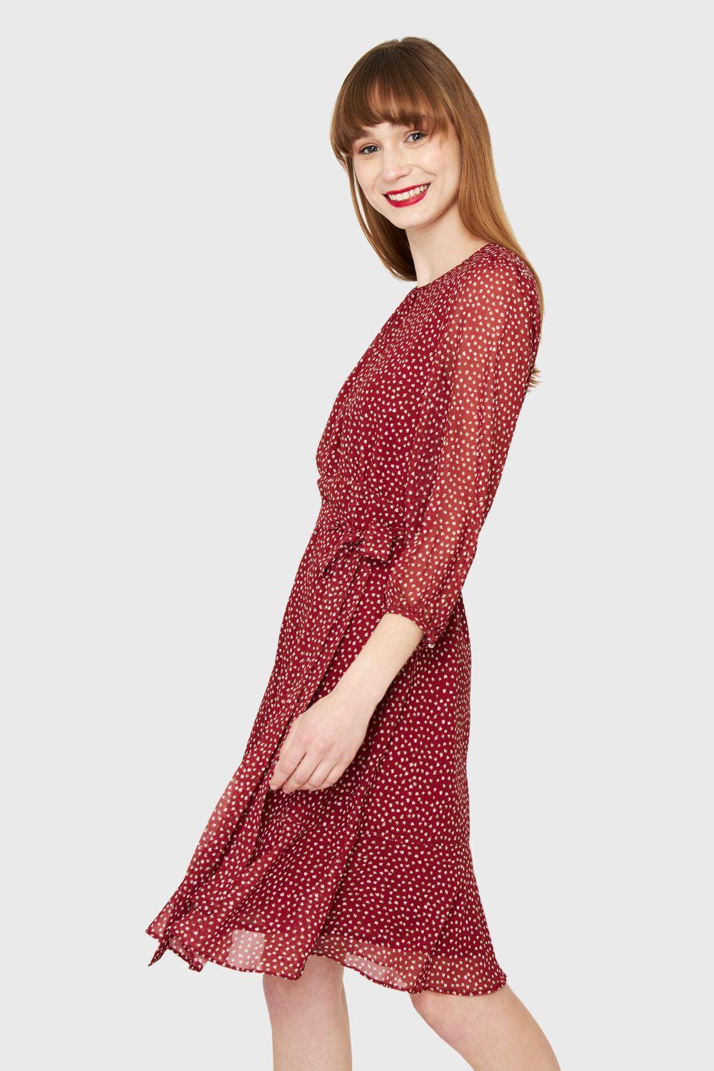 Vestido Pétalos Lazo Burdeos Nicopoly-2