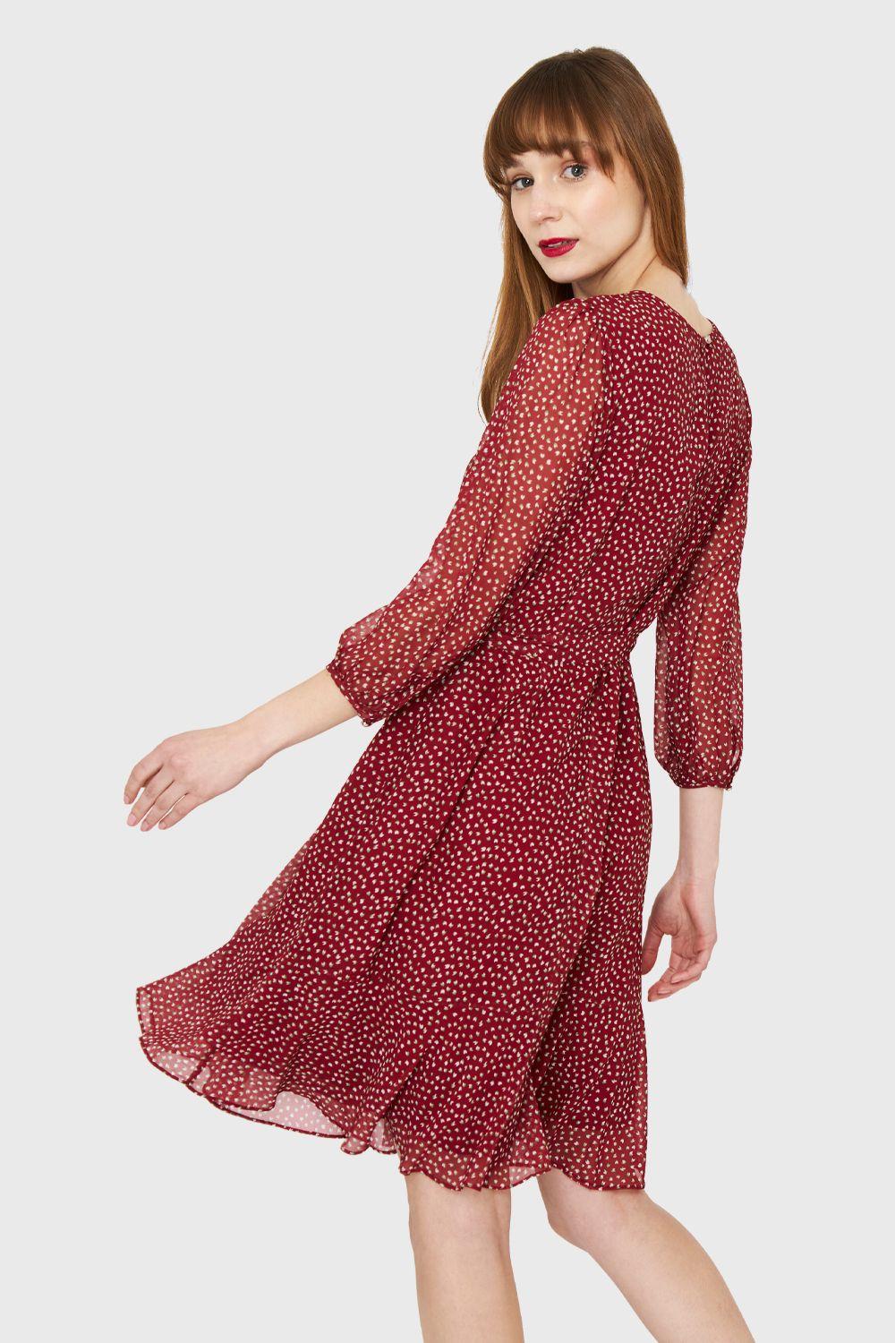 Vestido Pétalos Lazo Burdeos Nicopoly-3