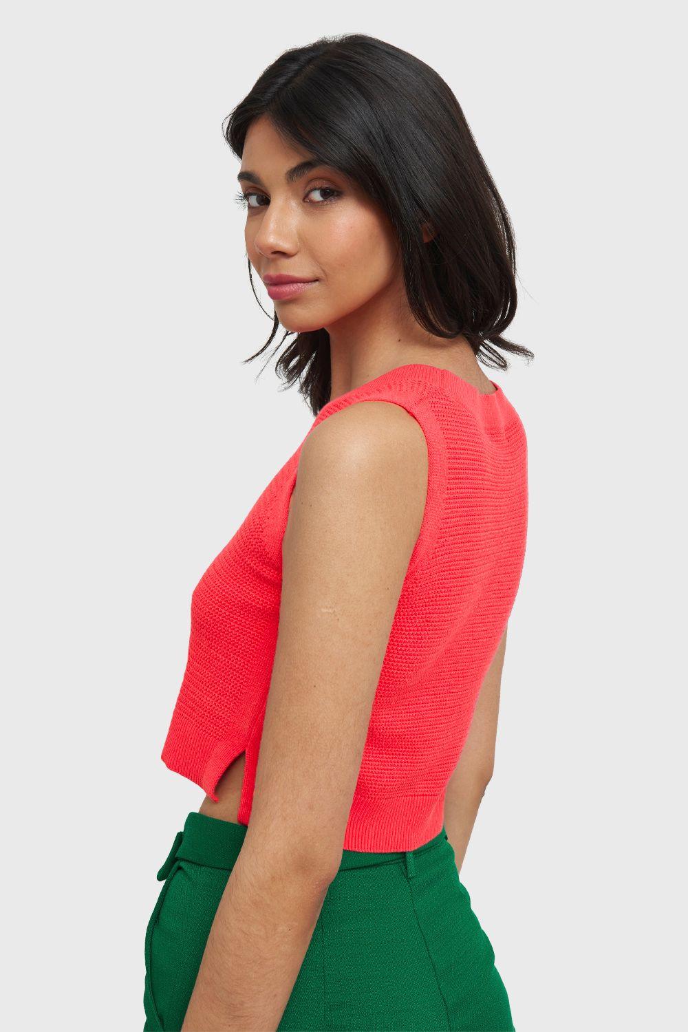 Polera Tipo Tejido Calado Coral Nicopoly-3