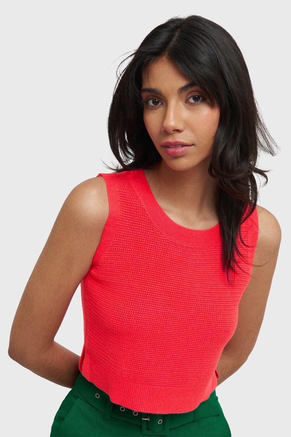 Polera Tipo Tejido Calado Coral Nicopoly-0