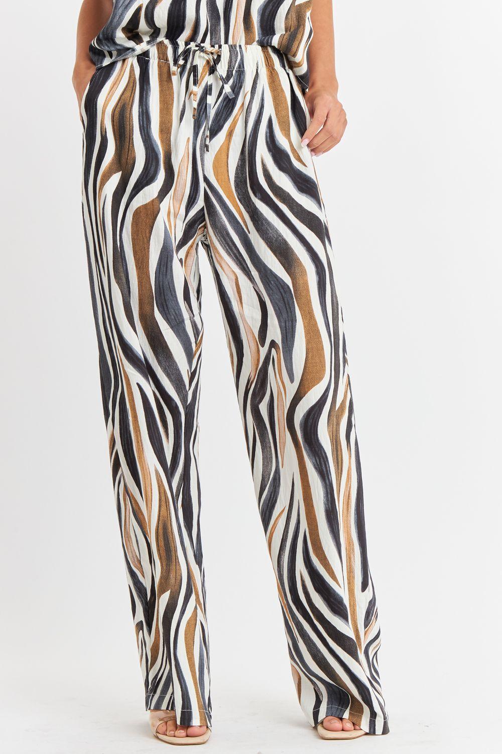 Pantalón Estampado Cebra Café Nicopoly-0