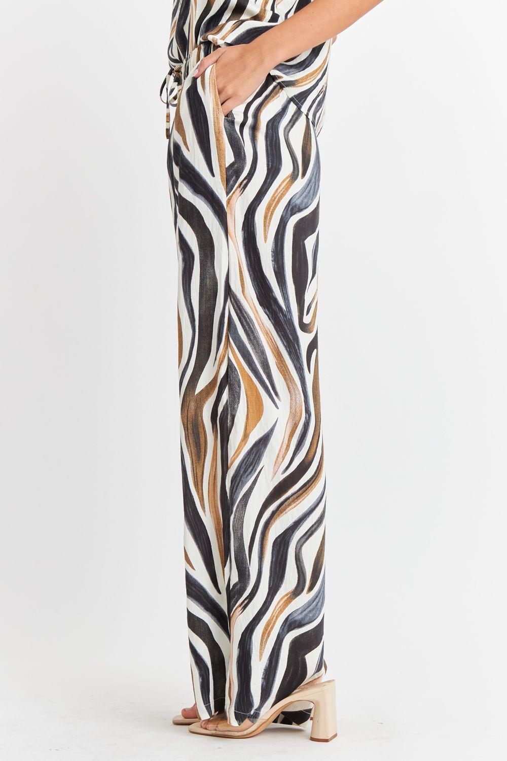 Pantalón Estampado Cebra Café Nicopoly-2