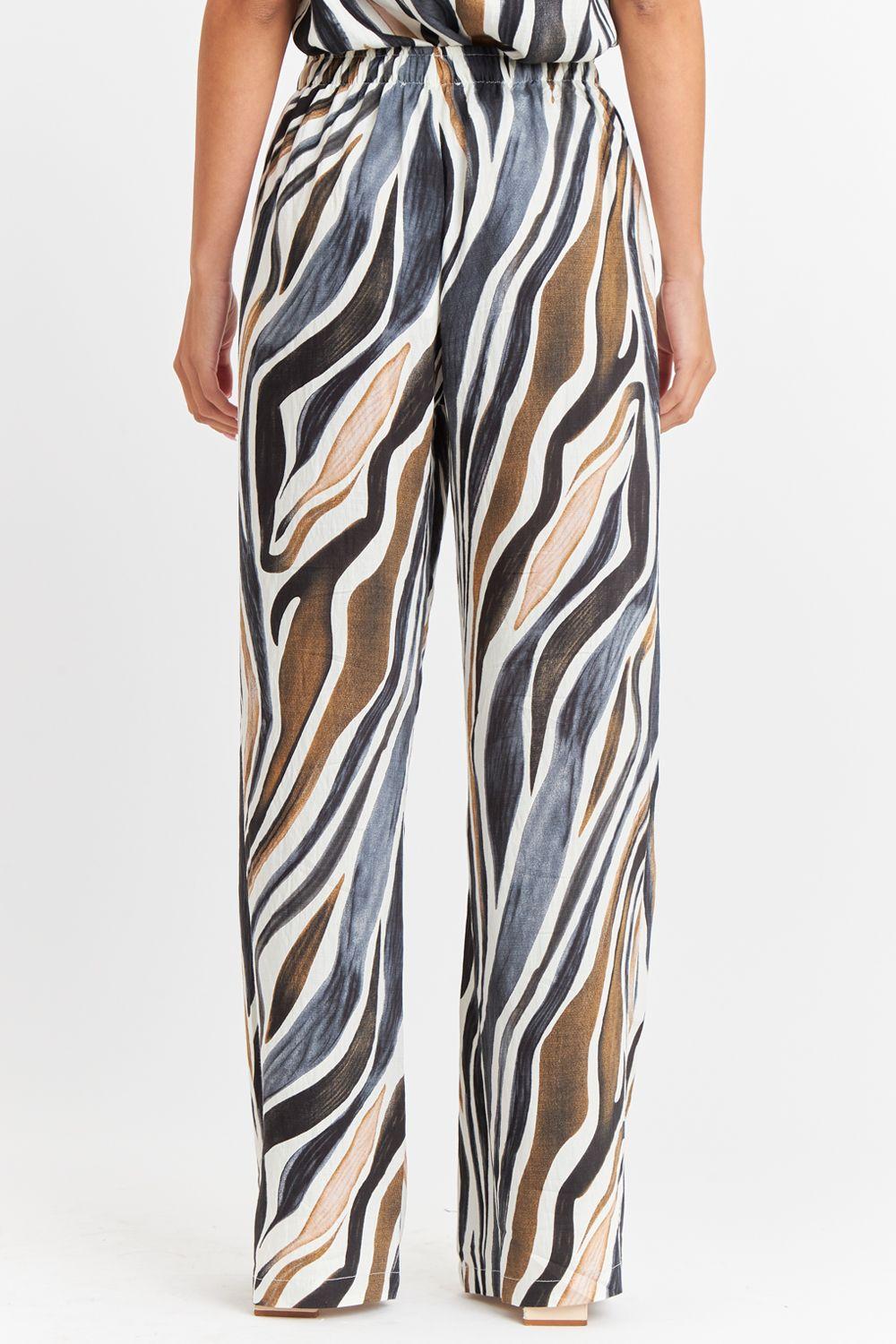 Pantalón Estampado Cebra Café Nicopoly-3