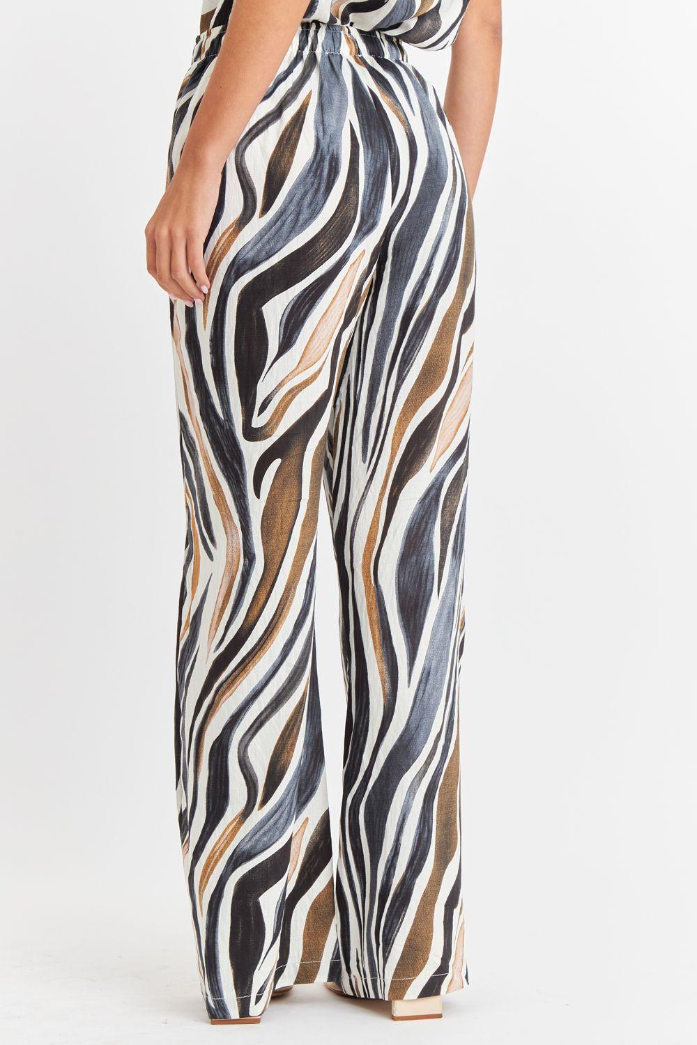 Pantalón Estampado Cebra Café Nicopoly-4