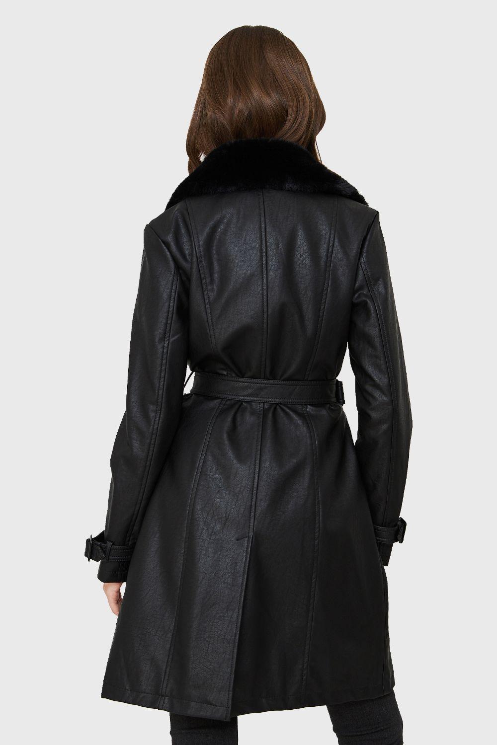 Chaqueta Midi Ecocuero Negro Nicopoly-3