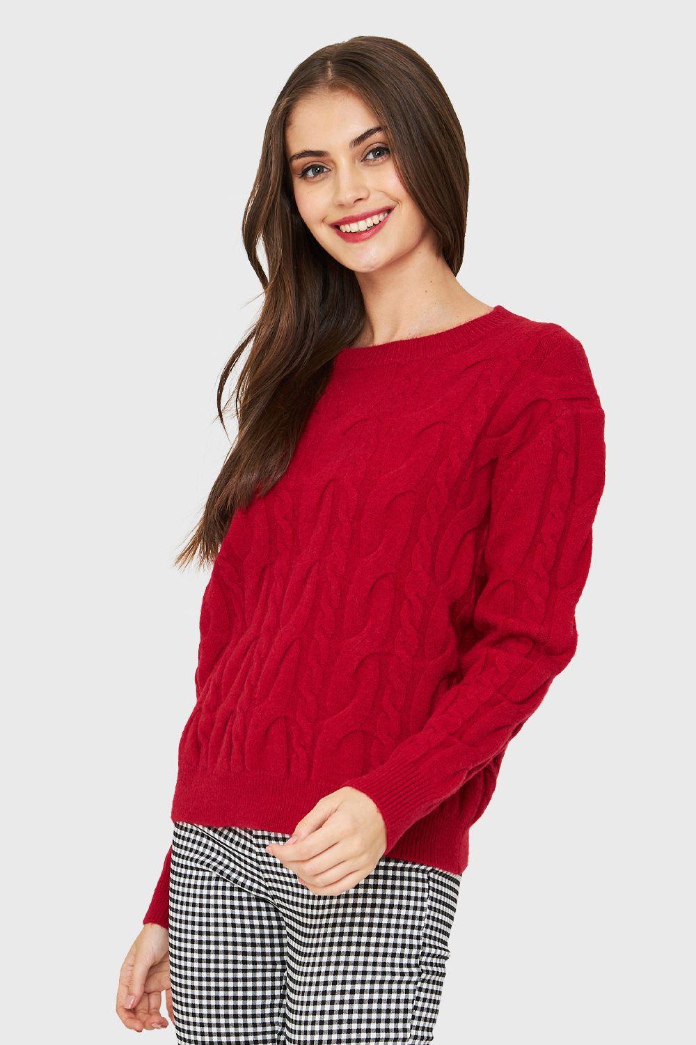 Sweater Trenzado Rojo Nicopoly-2