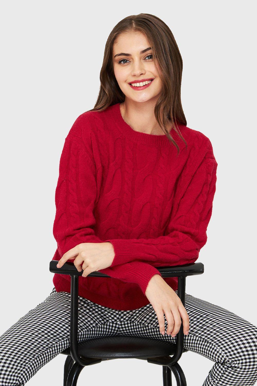Sweater Trenzado Rojo Nicopoly-0