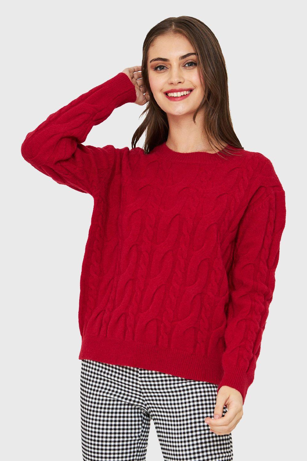 Sweater Trenzado Rojo Nicopoly-4