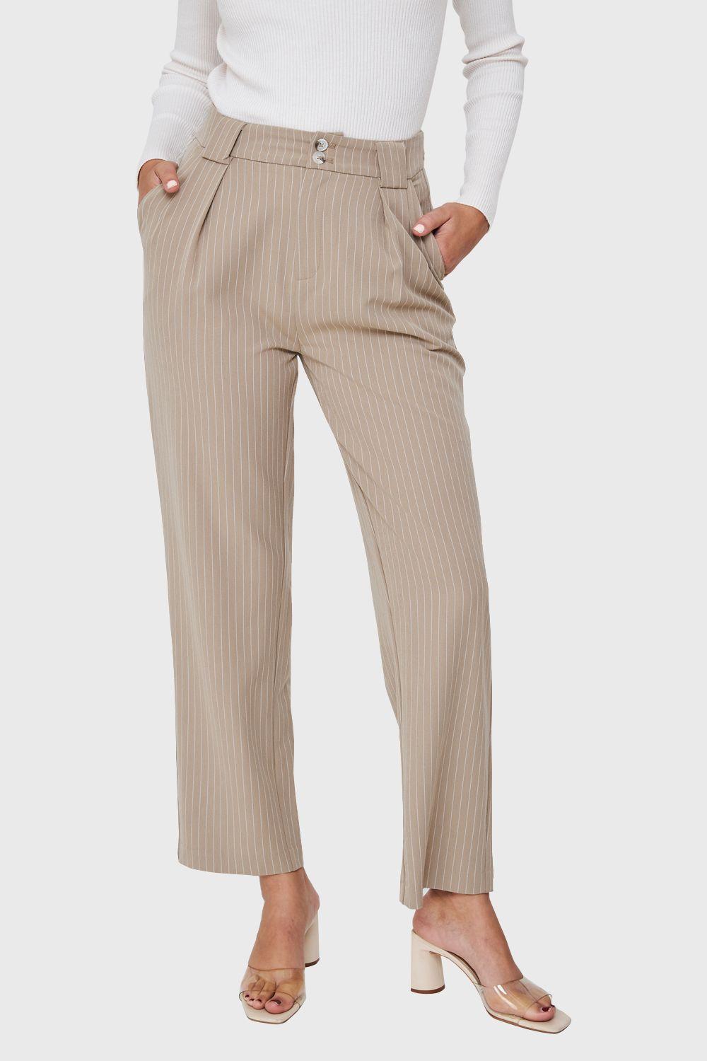 Pantalón De Vestir Rayas Khaki Nicopoly-4