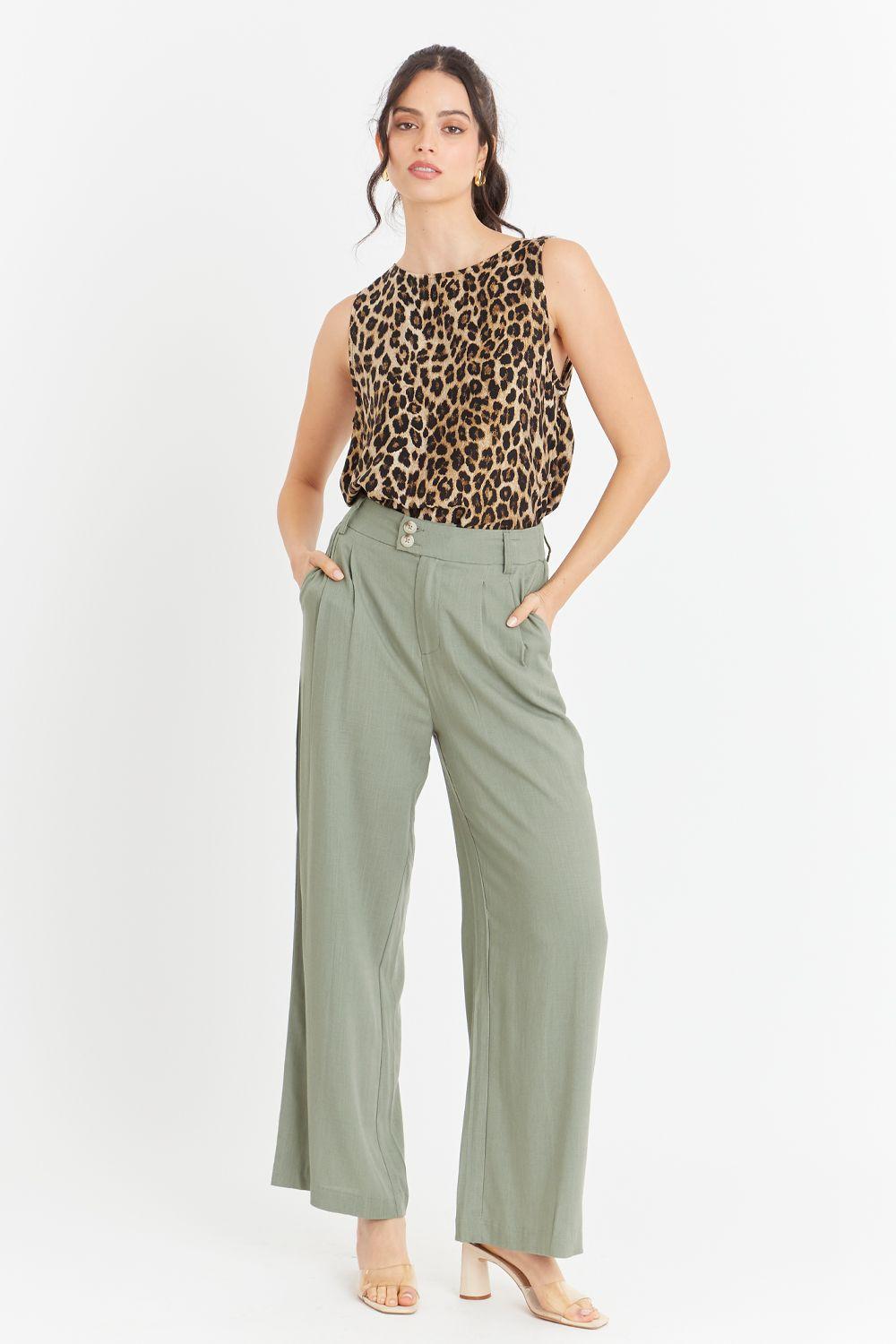 Polera Sin Mangas Leopardo Café Nicopoly-1