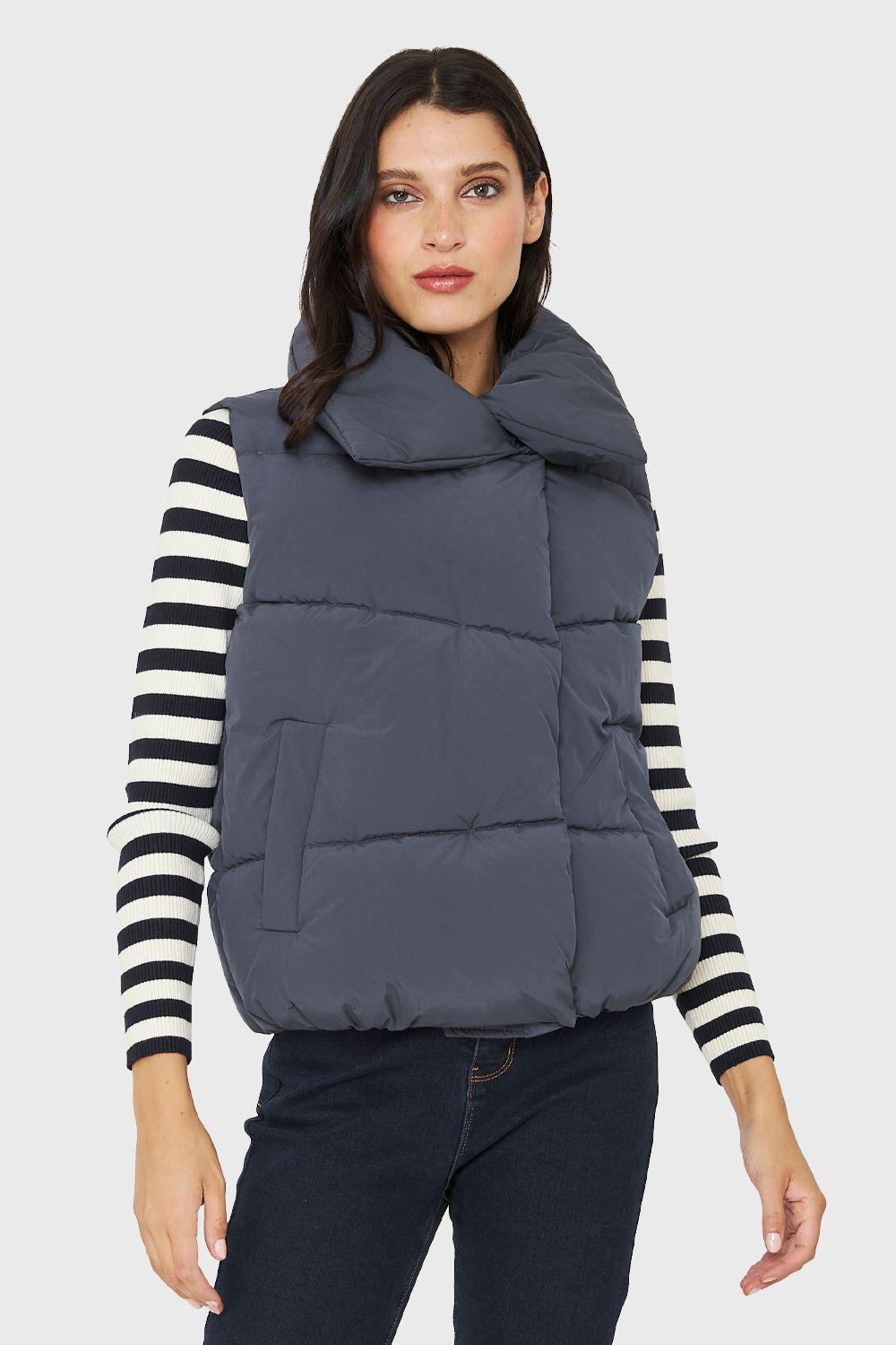 Parka Sin Mangas Imán Cuello Azul Grisáceo Nicopoly-4