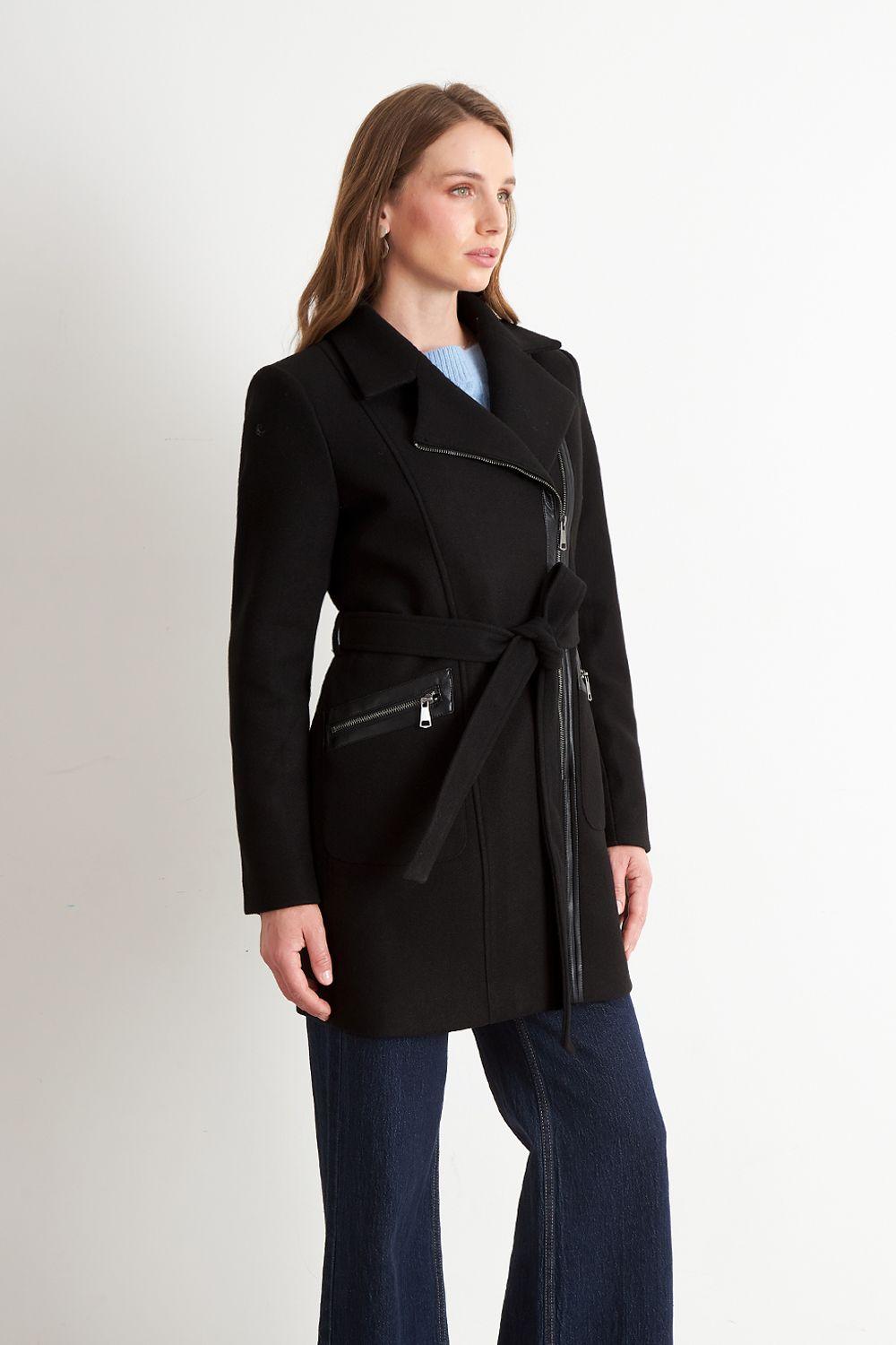 Chaqueta de Paño con Cinturón Negro Nicopoly-2