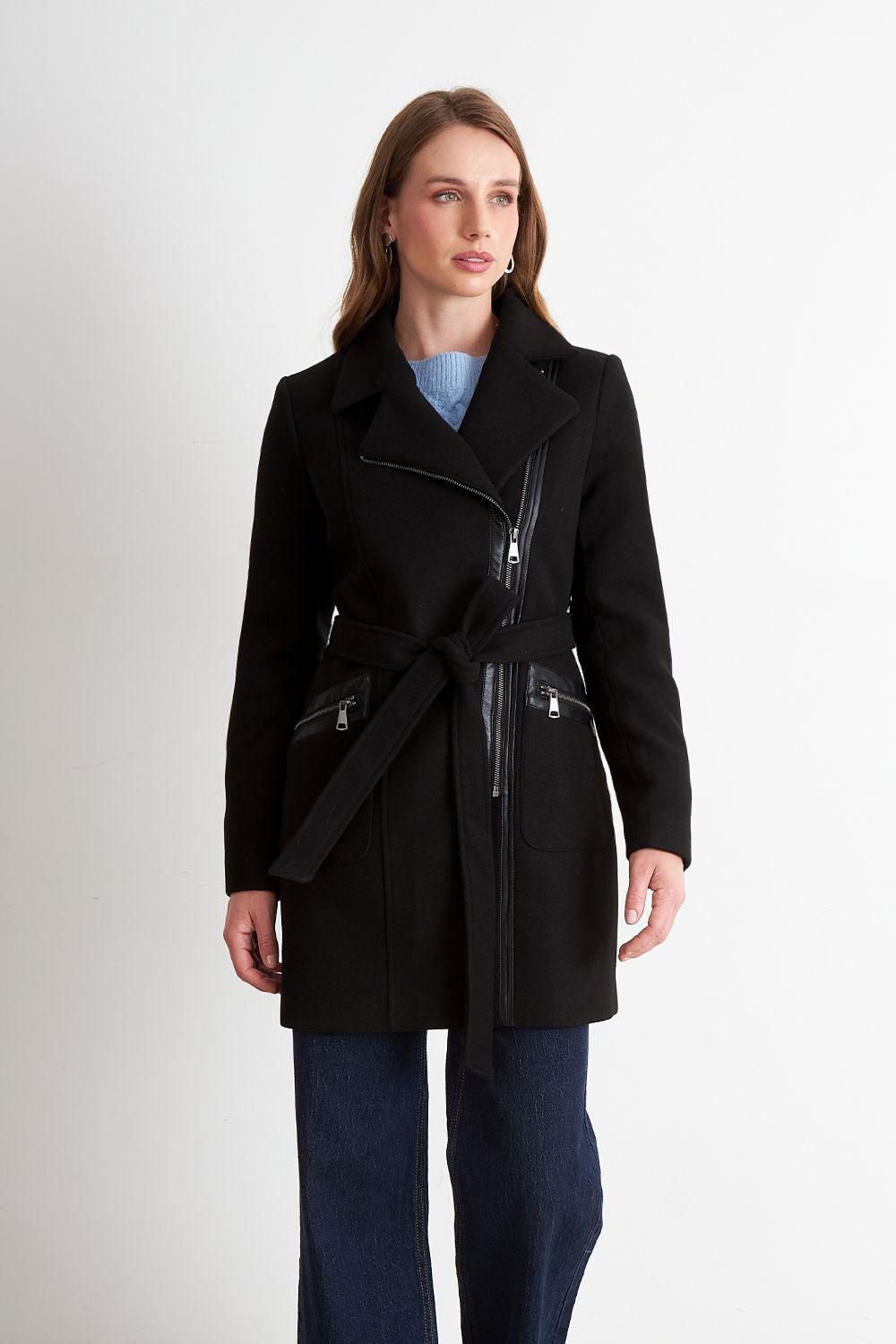 Chaqueta de Paño con Cinturón Negro Nicopoly-4