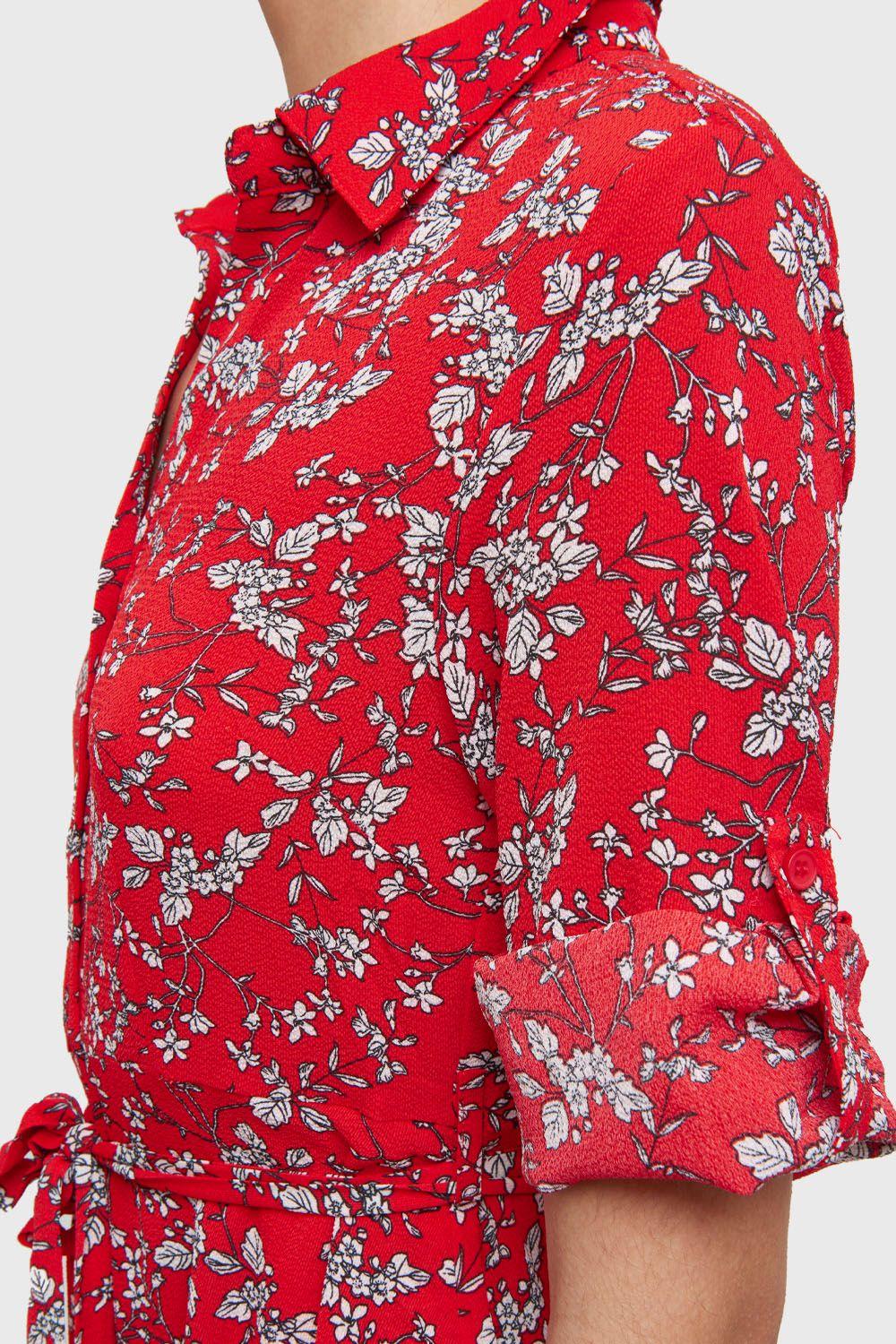 Vestido Midi Manga 3/4 Rojo Nicopoly-5