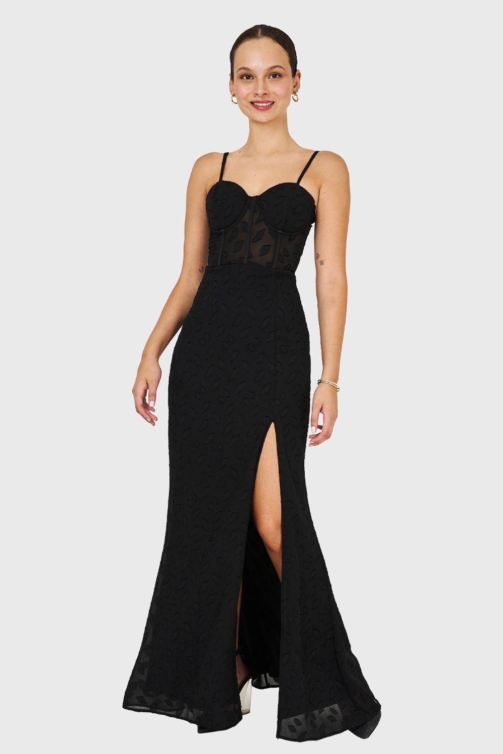 Vestido Largo Fiesta Negro Nicopoly-1