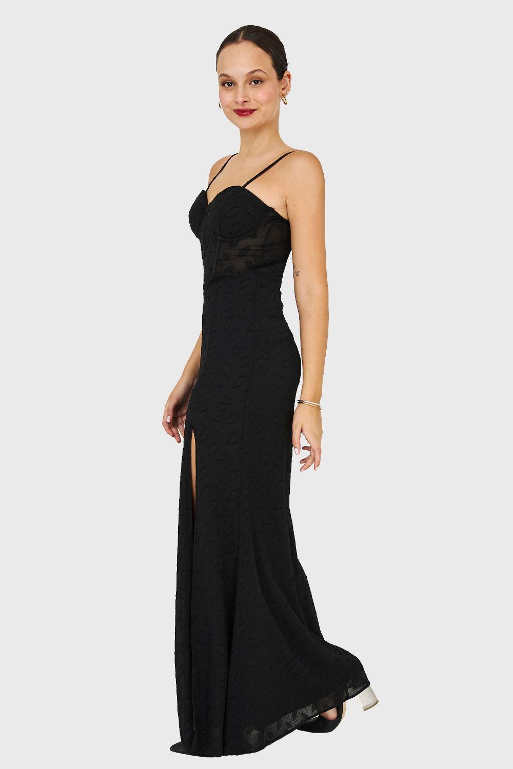 Vestido Largo Fiesta Negro Nicopoly-2