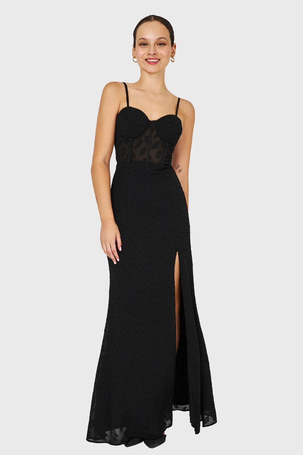 Vestido Largo Fiesta Negro Nicopoly-4