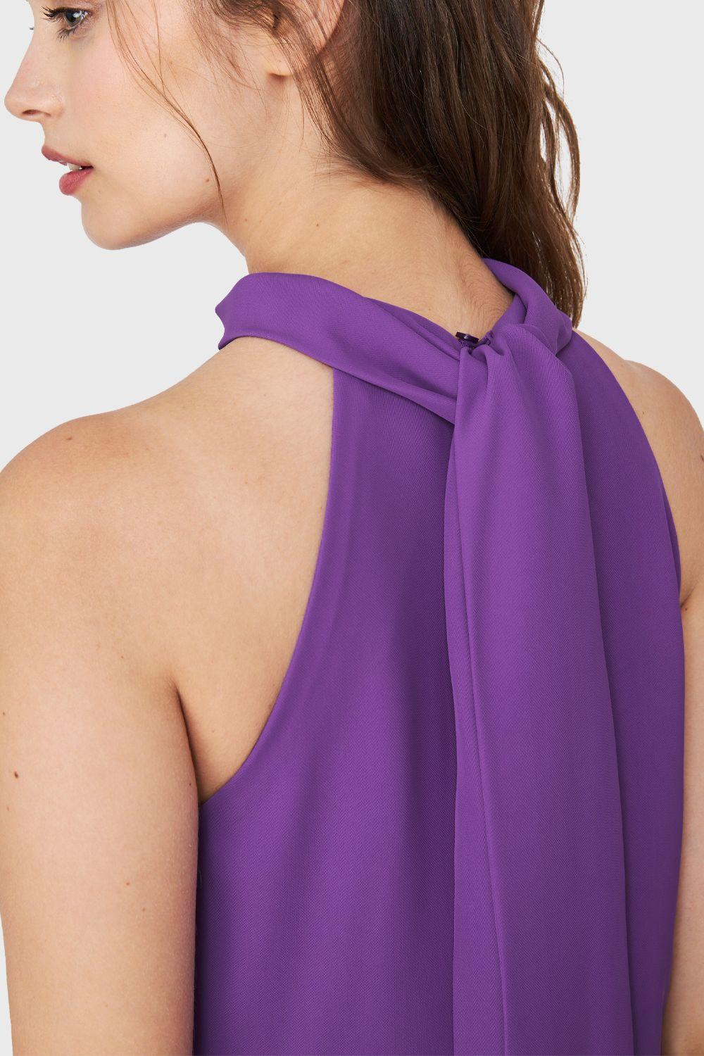 Vestido Halter Lazo Decorativo Morado Nicopoly-5