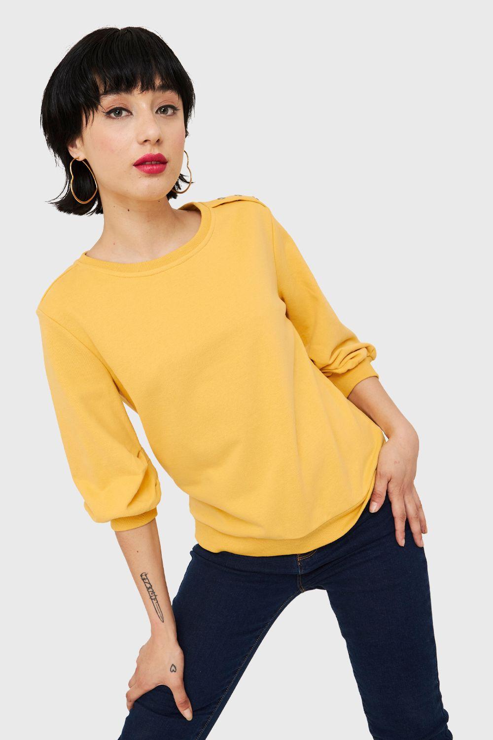 Polerón Manga Julieta 3/4 Amarillo Nicopoly-4