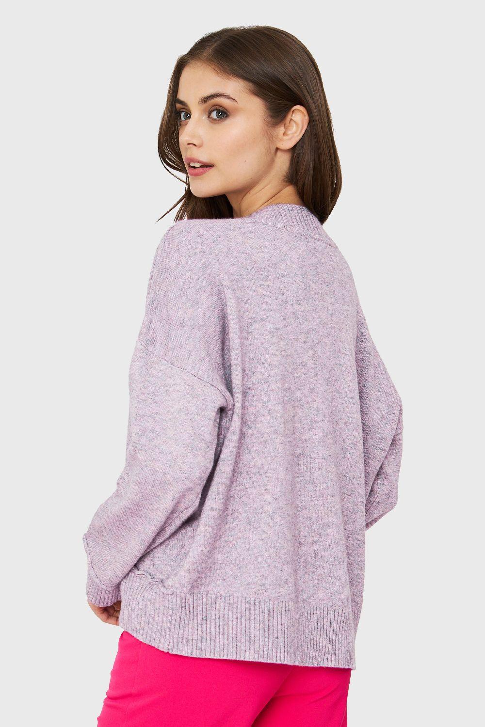Sweater Cuello V Profundo Lila Nicopoly-3