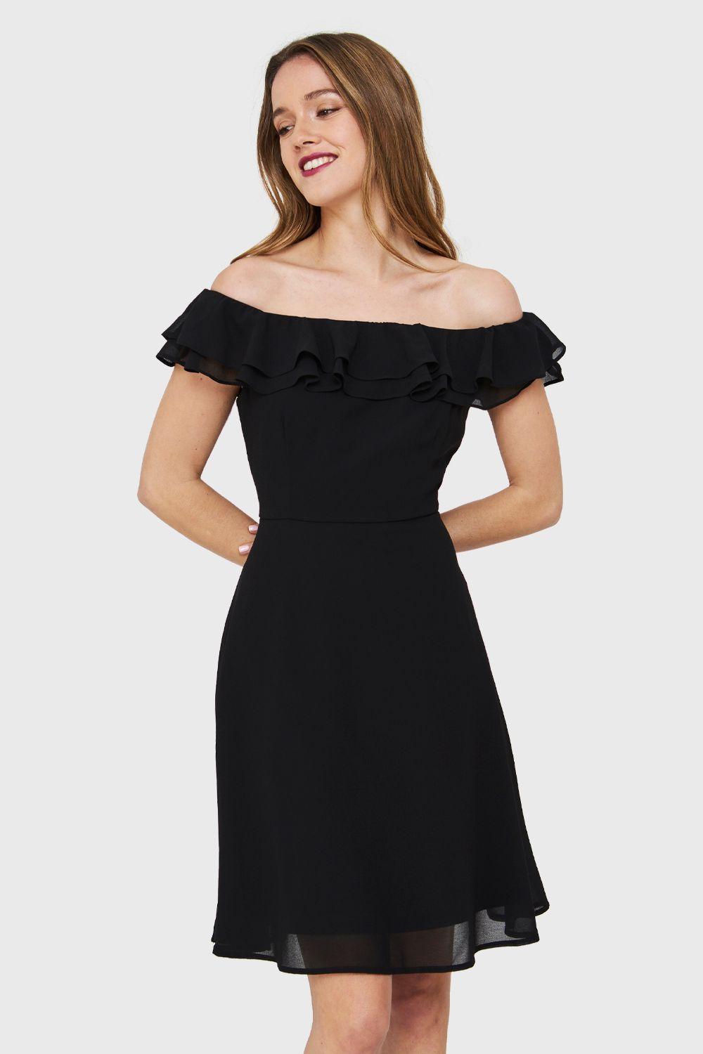 Vestido Escote Vuelo Negro Nicopoly-0