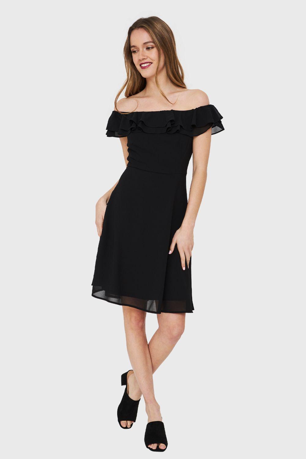 Vestido Escote Vuelo Negro Nicopoly-1