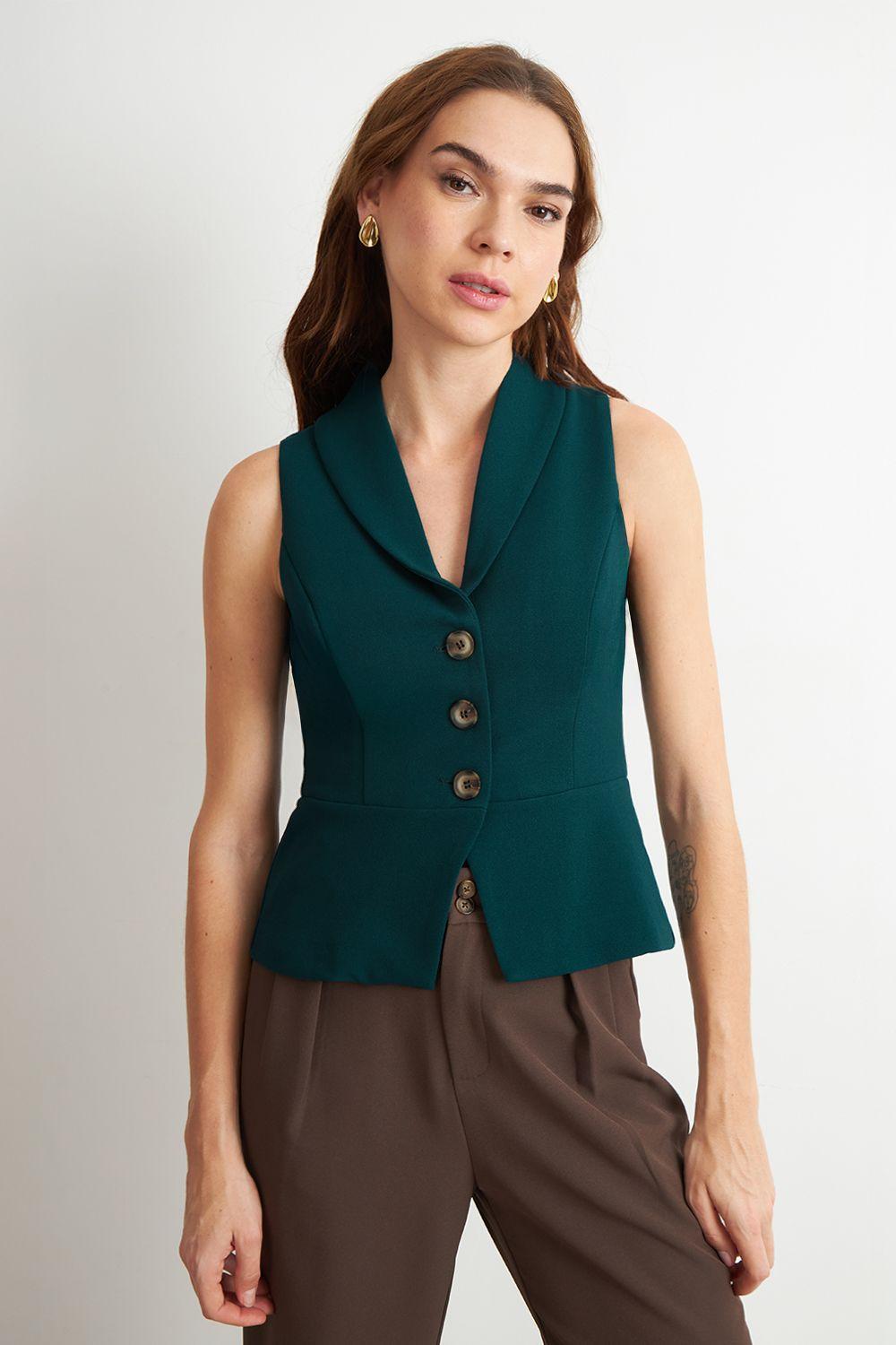 Gilet Sastre Entallado Verde Oscuro Nicopoly-0