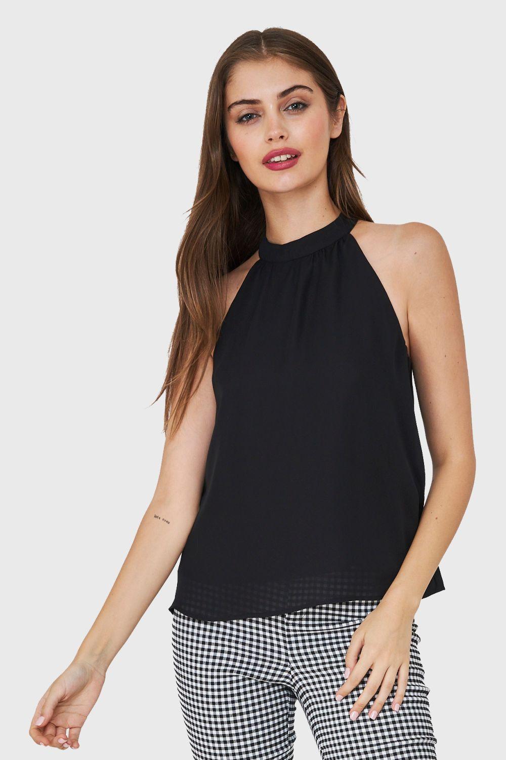 Blusa Halter Negro Nicopoly-0