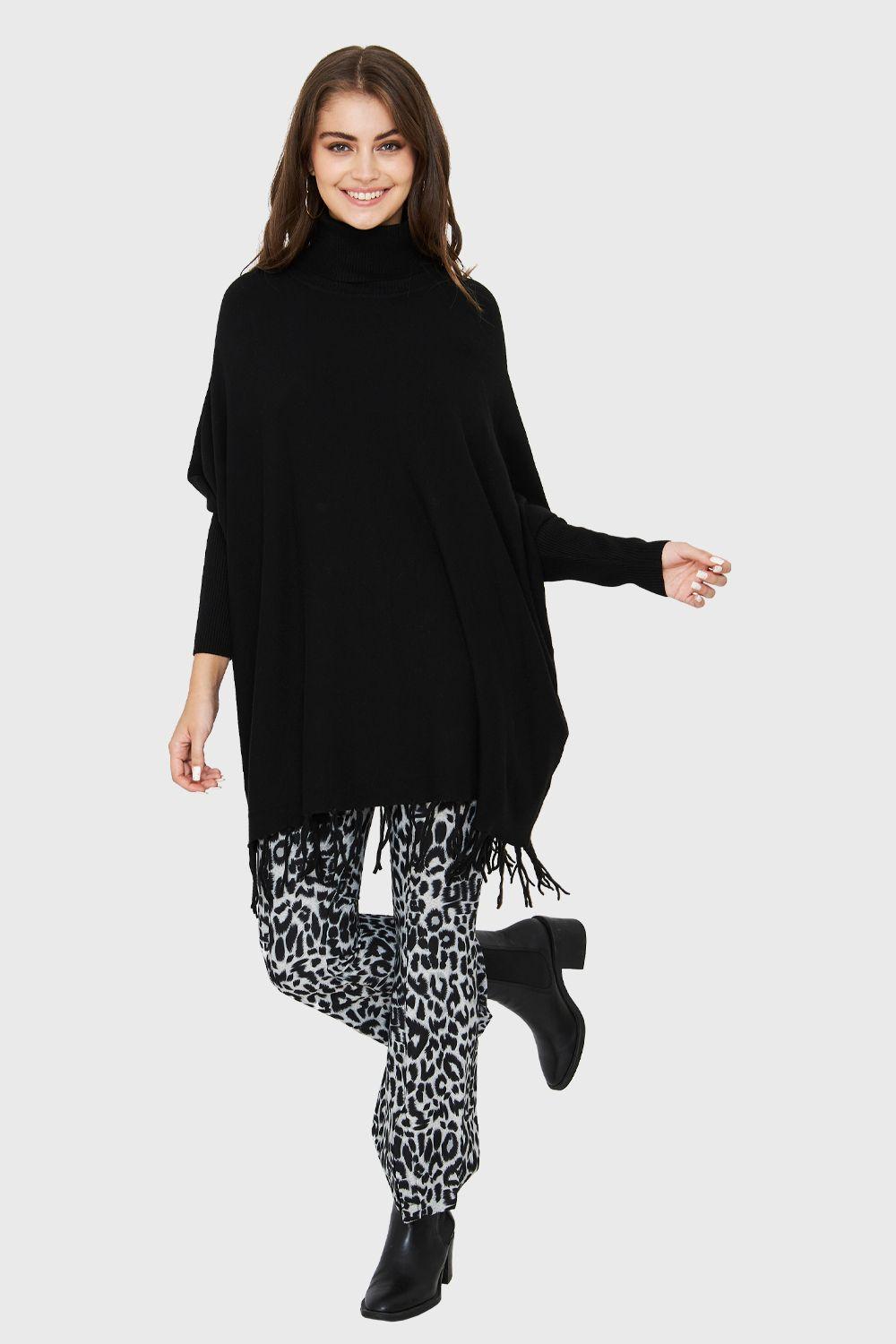 Poncho Murciélago Flecos Negro Nicopoly-1
