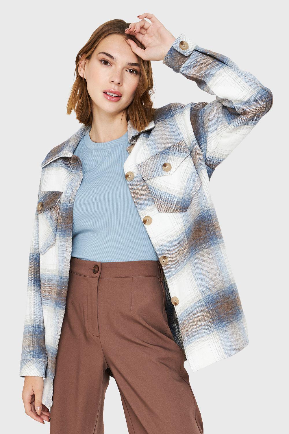 Sobrecamisa Cuadrillé Bolsillos Azul Nicopoly-4