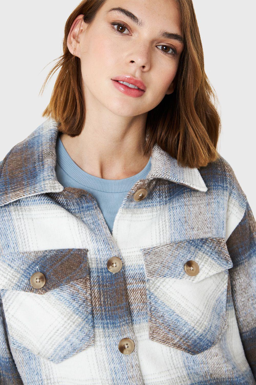 Sobrecamisa Cuadrillé Bolsillos Azul Nicopoly-5