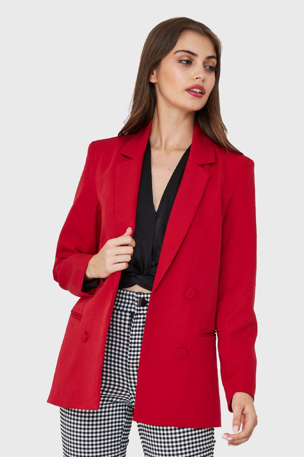 Blazer Cuatro Botones Decorativos Rojo Nicopoly-0