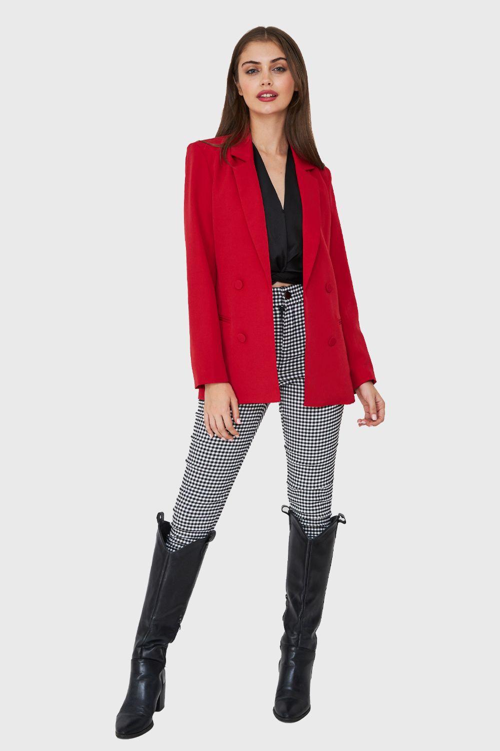 Blazer Cuatro Botones Decorativos Rojo Nicopoly-1