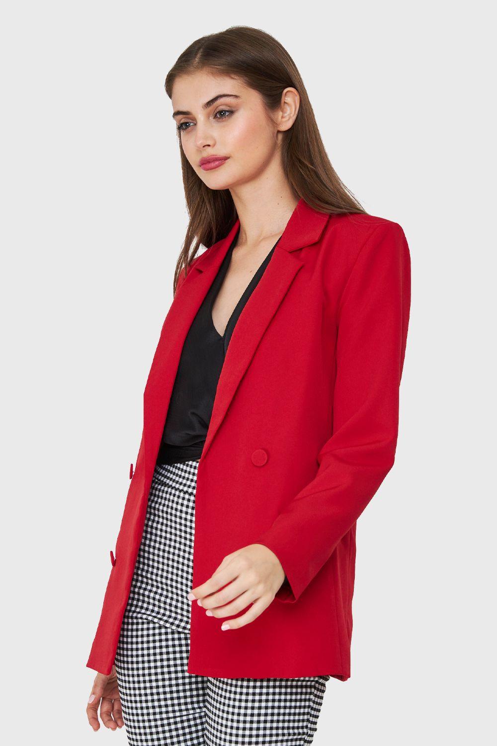 Blazer Cuatro Botones Decorativos Rojo Nicopoly-2