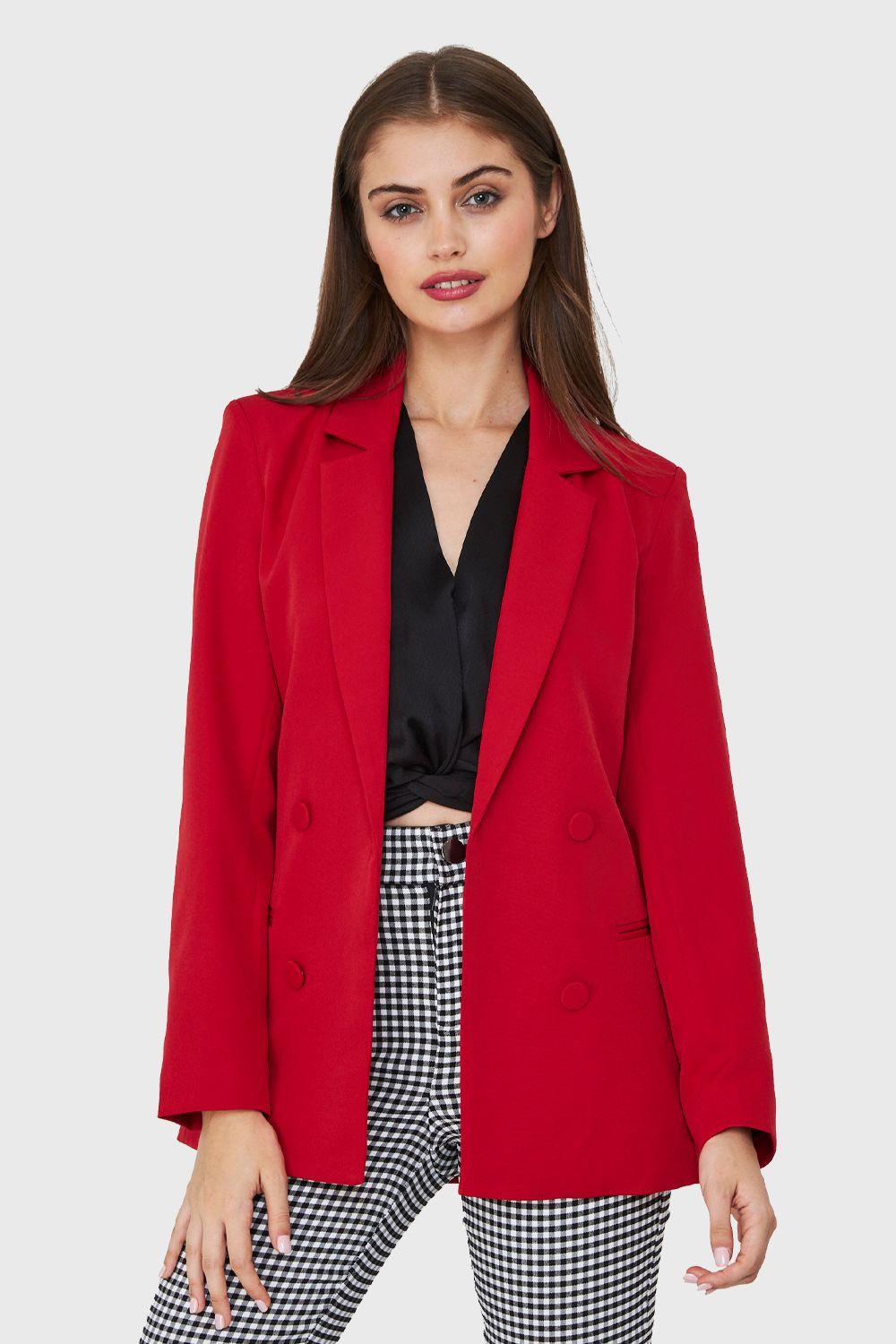 Blazer Cuatro Botones Decorativos Rojo Nicopoly-4