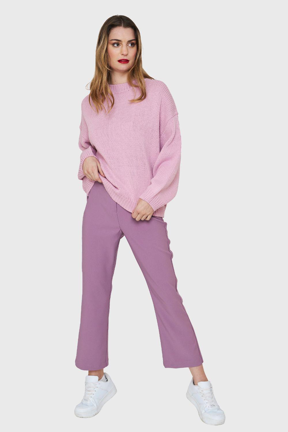 Sweater Básico Holgado Malva Nicopoly-1