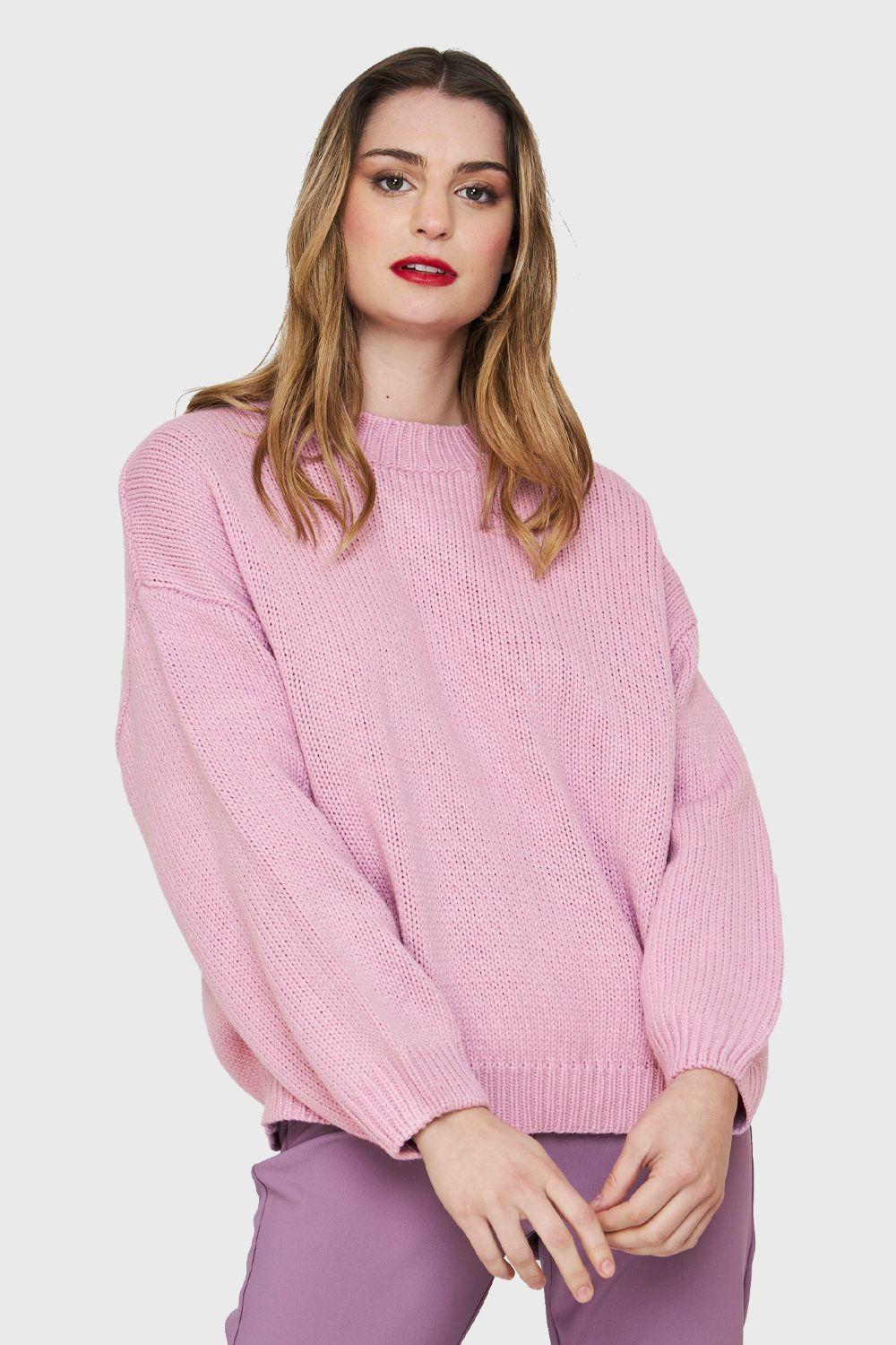 Sweater Básico Holgado Malva Nicopoly-4