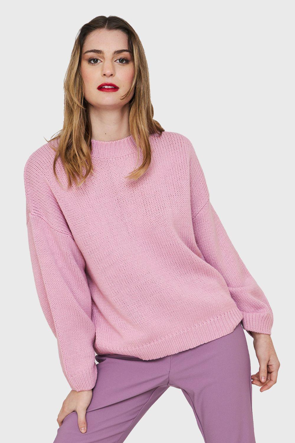 Sweater Básico Holgado Malva Nicopoly-0