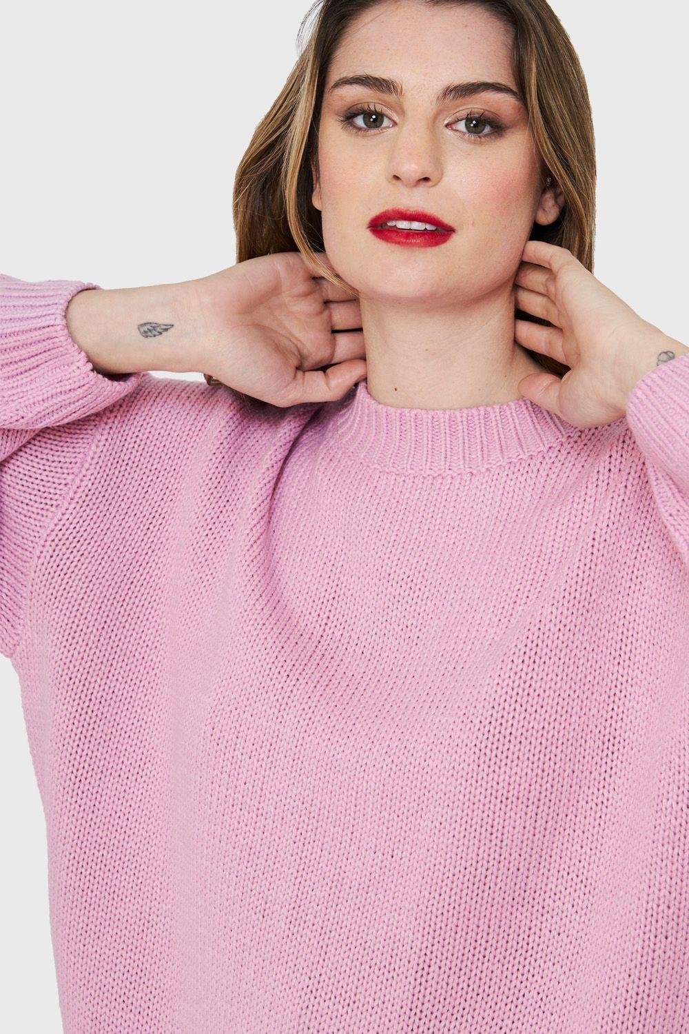 Sweater Básico Holgado Malva Nicopoly-5