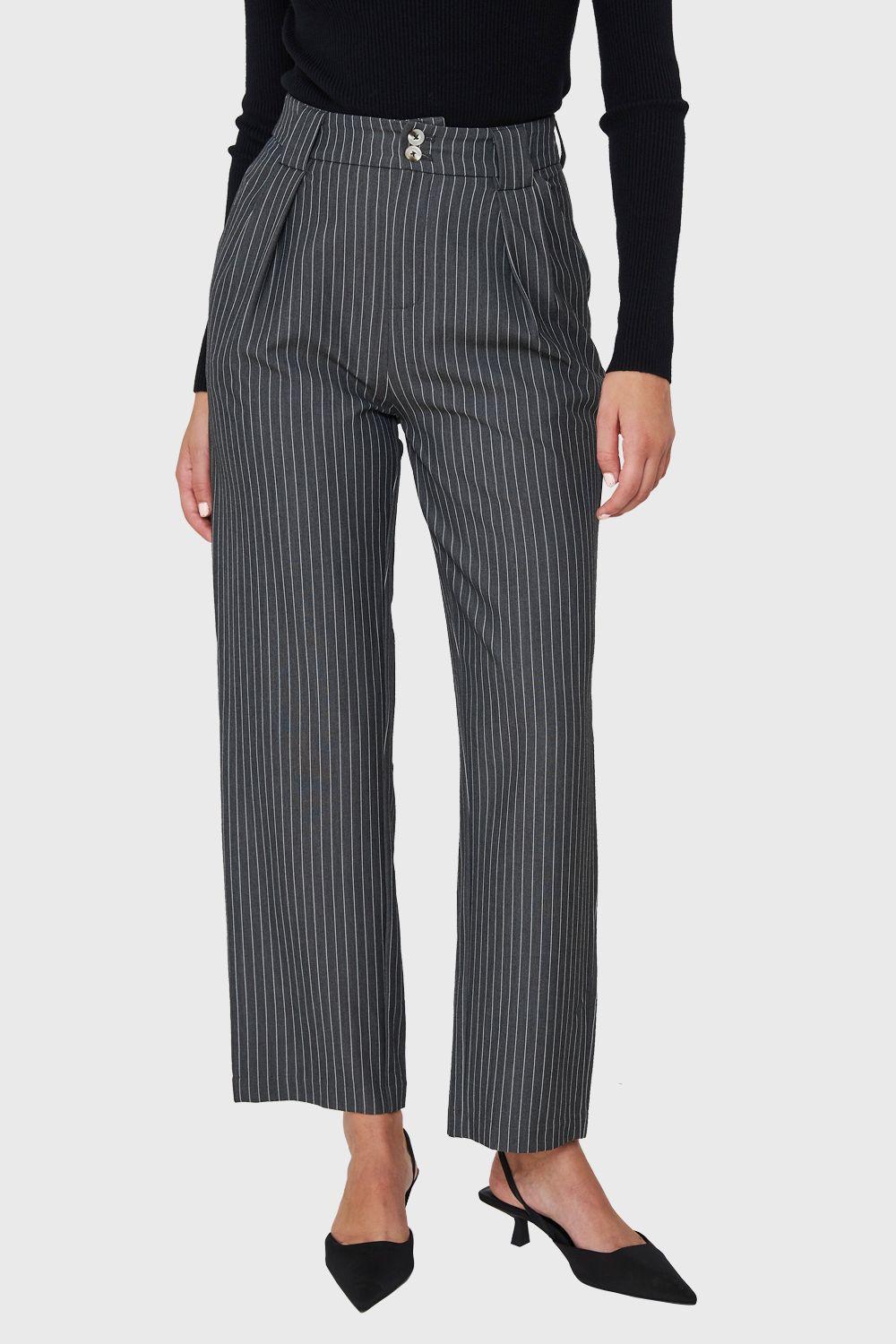 Pantalón De Vestir Rayas Gris Nicopoly-0