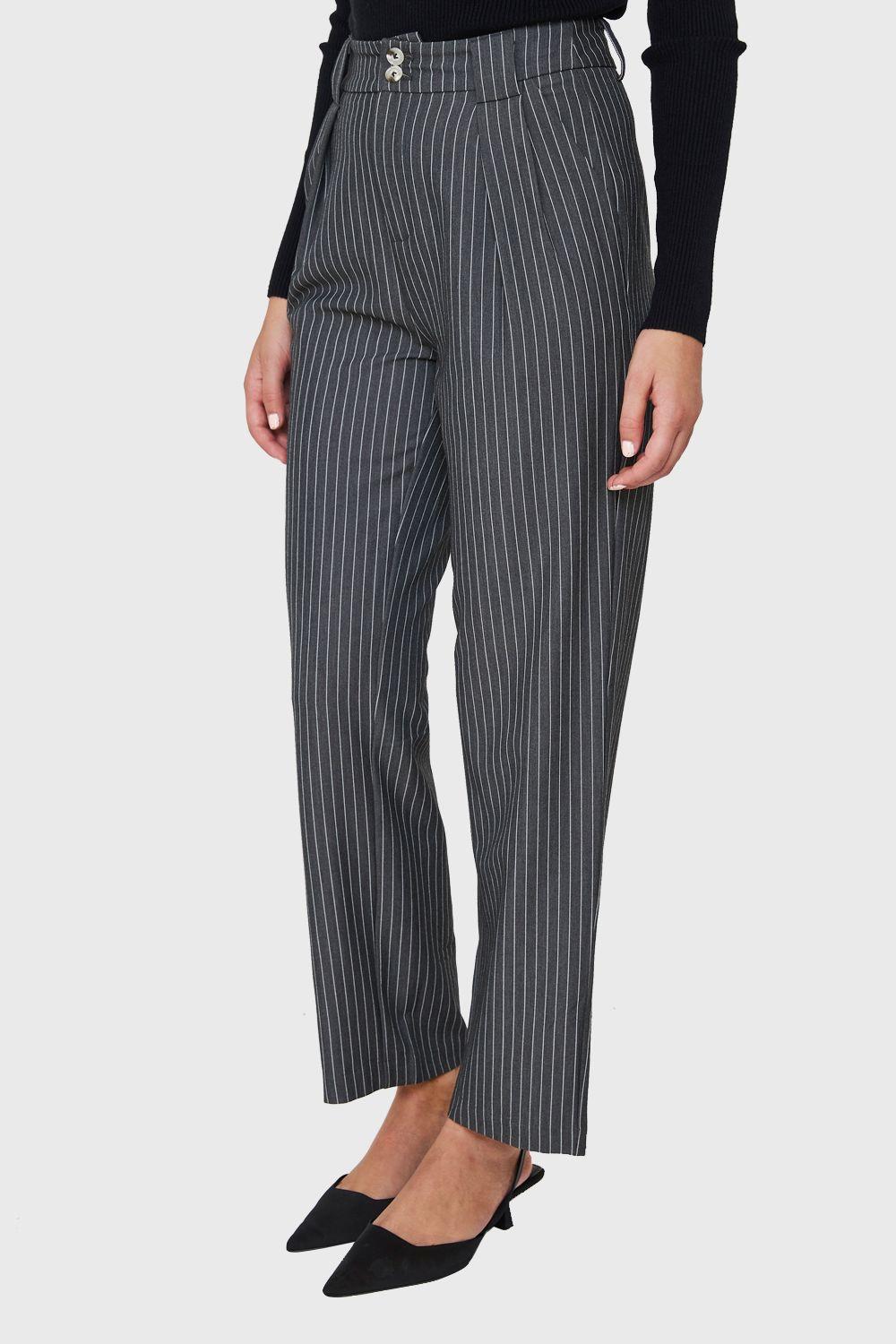 Pantalón De Vestir Rayas Gris Nicopoly-2