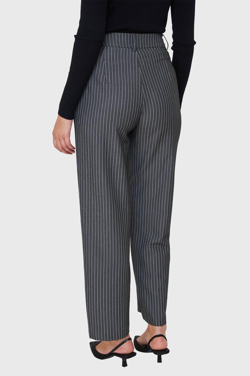 Pantalón De Vestir Rayas Gris Nicopoly-3