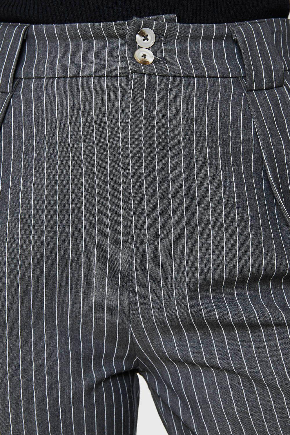 Pantalón De Vestir Rayas Gris Nicopoly-5