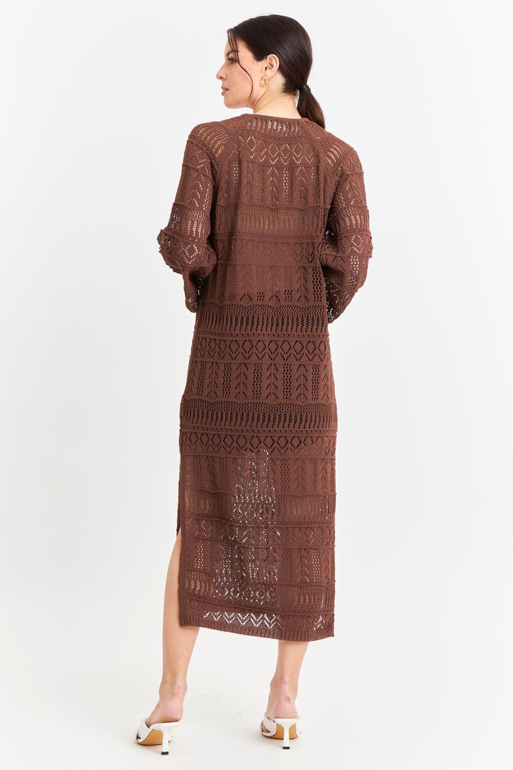 Vestido Largo Tejido Café Nicopoly-3