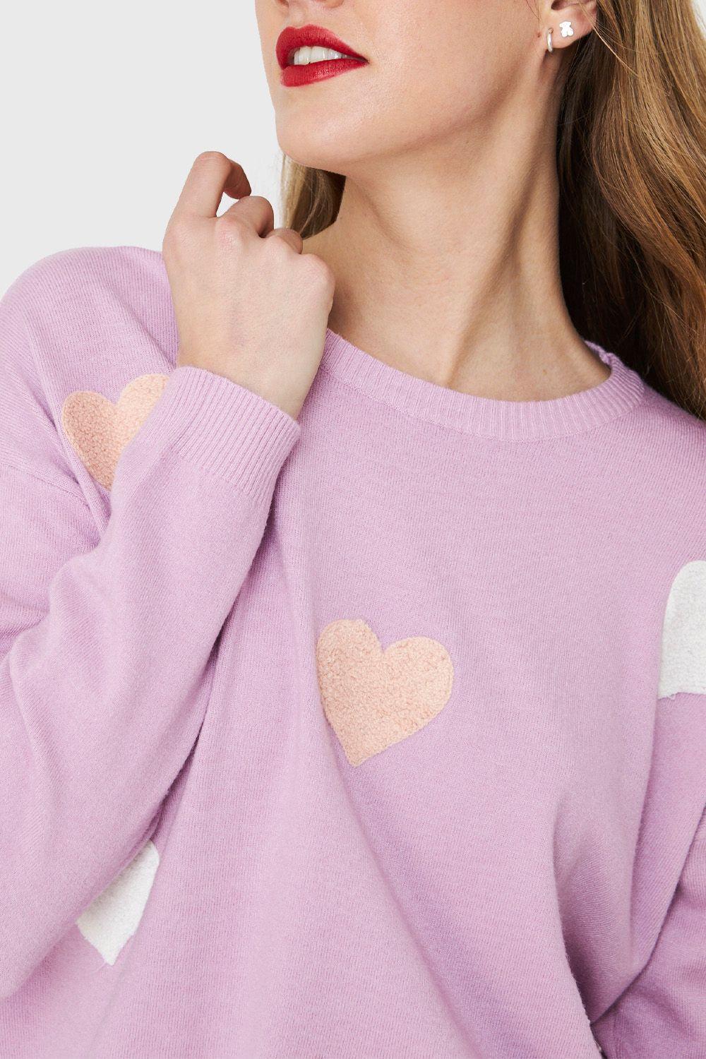 Sweater Corazones Lila Nicopoly-5