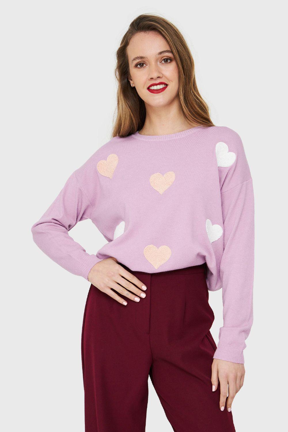 Sweater Corazones Lila Nicopoly-4